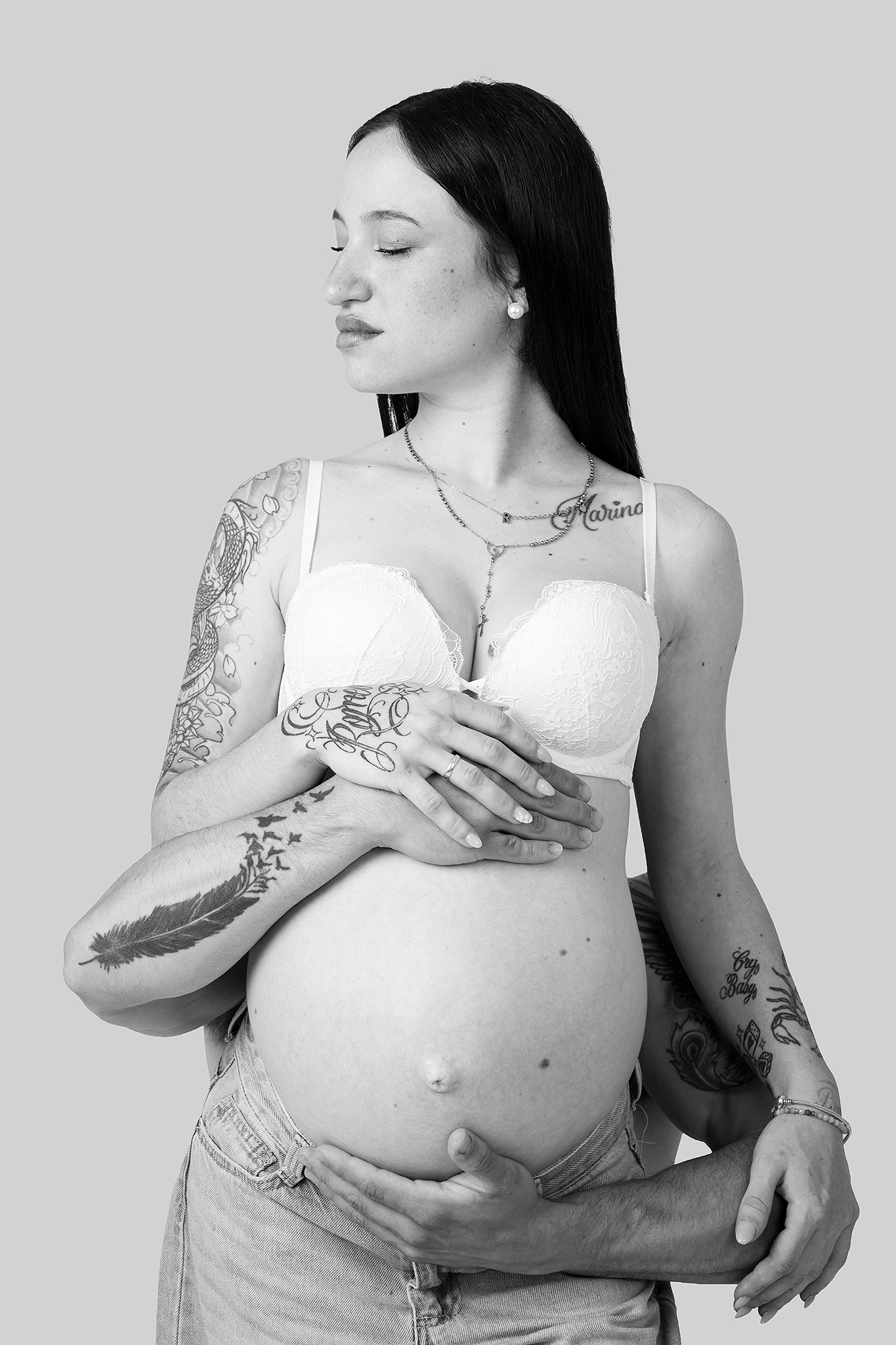 Retrato maternal en blanco y negro